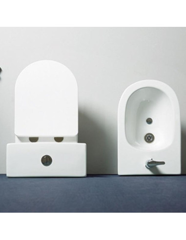 Combo Inodoro Largo Mochila Y Bidet Triple agujero Siena